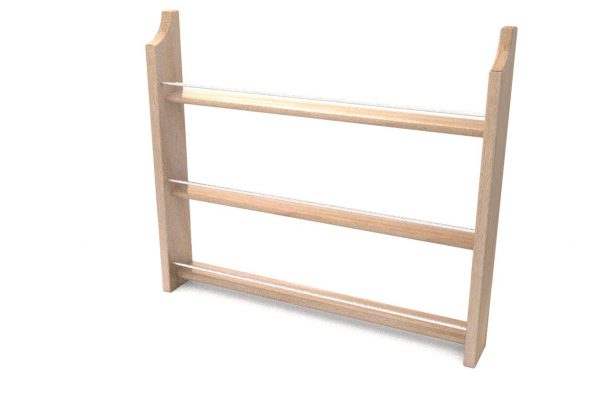 Gewürzregal aus Holz / Metall: Buche / Esche und Aluminium / Messing, geölt, 3 Etagen, Hohlkehle NEU