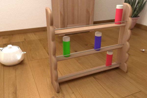 Gewürzregal aus Holz u. Metall: Buche / Esche und Aluminium / Messing, geölt, 3 Etagen NEU