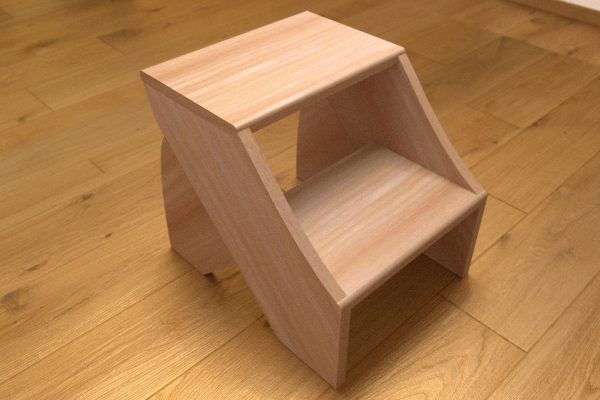 Hocker Zwei Stufen Schemel aus Holz, Hartholz, Buche , stabil und kippelsicher, geölt NEU